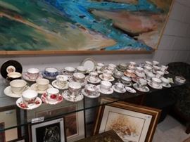 Large collection of 37 cup saucer sets