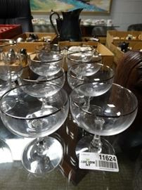 Set of 8 Fostoria silver rim stemware