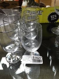 Set of 8 Fostoria silver rim stemware