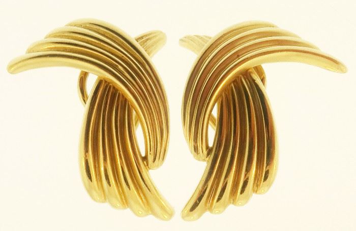 Lot 54: Henry Danker & Sons 14k Gold Earrings. Jewelry.