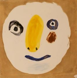 Lot 551. Pablo Picasso, Sp.,1881-1973, "Polychromatic Head", Madoura Tile, edition Picasso no. 189/200 