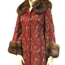 Lot 284: Vintage Brocade Coat with Mink Fur Trim