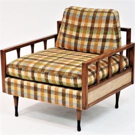 Lot 448. MCM Midcentury Modern Wood Upholstered Lounge Chair