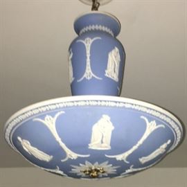 Lot 543: 19th c. Wedgwood Blue Jasper Pendant Light Chandelier