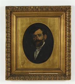 Lot 731: Oval Oil Portrait of Dr. Pheffer-Bors, 19th C., signed