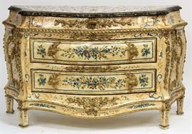 Lot 390: Italian Rococo Bombe Chest Marble Top 19th/20th c.