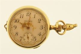 0162: Seven 14k Gold Jewelry Items, including a Waltham pocket watch