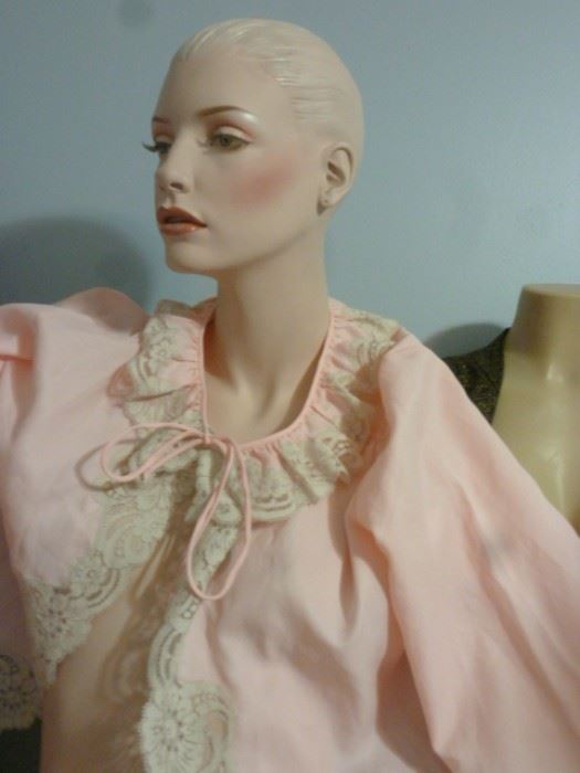 Ralph Lauren Mannequin  Vintage Pink Bed Jacket lace satin