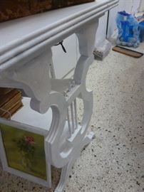 Antique liar side table shabby chippy white coastal cottage furniture