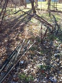 Antique Pushing Tiller and Steel Rods