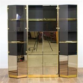 MOBILIA 3-PIECE MIRRORED MEDIA STAND CABINET SET