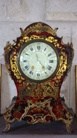 French faux Tortoiseshell and Brass overlay Mantel Clock