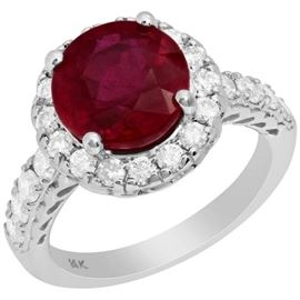 GIA 2CT Unheated Ruby Diamond Ring 