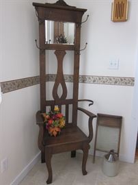 hall seat, washboard & jug