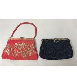 Lot 179 2 Vintage Seed Bead Evening Bags Purses. French s