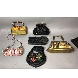 Lot 185 6pc MARY FRANCES Beaded Artisan Hand Bag Purses. 