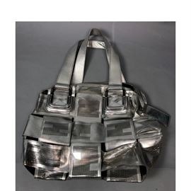 Lot 187 FENDI Italian Silver Metallic Woven Oversized Han