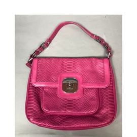 Lot 188 LONGCHAMP Hot Pink Faux Lizard Leather Bag. Anima
