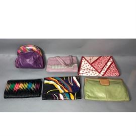 Lot 189 Lot 6 Colorful Leather Designer Hand Bag Clutches
