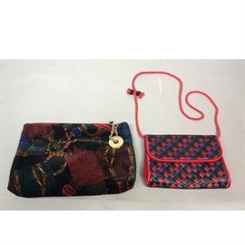 Lot 193 2pc BOTTEGA VENETA Clutch Purses. Woven satin rib