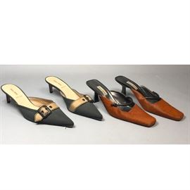 Lot 207 2 Pr Designer Shoes Mules. BRUNO MAGLI Italian an