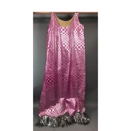Lot 215 1970s Op Art Party Dress. Hot pink and silver met