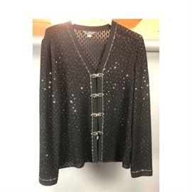 Lot 226 ST JOHN EVENING SZ 12 Black Cardigan Sweater. Poi