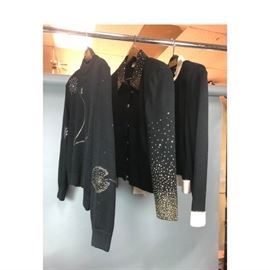 Lot 227 3pc ST JOHN Designer Black Knit Sweaters. ST JOHN