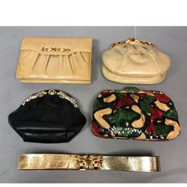Lot 232 5pc ASHNIEL Snakeskin, Lizard Evening Bags Belts.