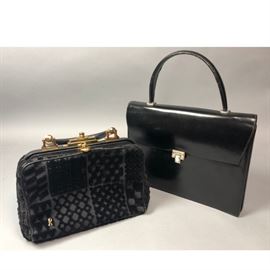 Lot 253 2pc ROBERTA DI CAMERINO Italian Black Hand Bags. 