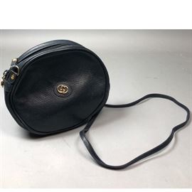 Lot 254 GUCCI Blue Leather Round Designer Shoulder Bag. D