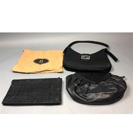 Lot 258 3 FENDI Italian Clutch Hand Bags Purses. All Blac
