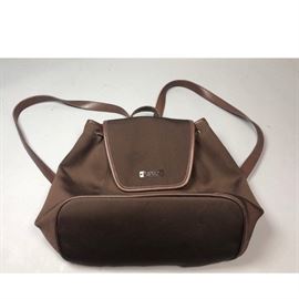 Lot 259 Fabric Coach Drawstring Backpack Purse. Brown fab