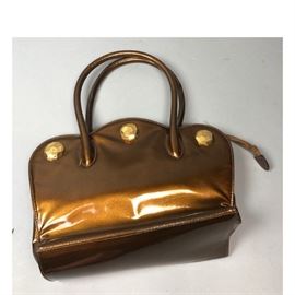 Lot 261 WALTER STEIGER Metallic Bronze Vinyl Hand Bag. Sc