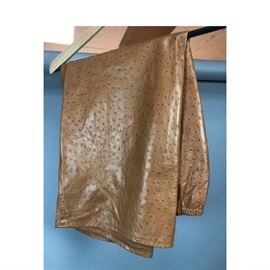 Lot 274 ARROW Ostrich Pattern Caramel Leather Skirt. V yo