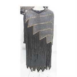 Lot 279 METAMORPHOSIS Black Beaded Sequin Evening Dress. 