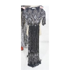Lot 280 SAKS FIFTH AVENUE Black Silk Evening Dress Metall