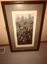 Signed and numbered lithograph of hunt scene