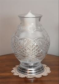 Large Waterford Crystal Fruited Plain Candle Hurricane Lamp (America the Beautiful)