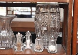 Waterford Crystal Vase Signed by Fred Curtis, Salt & Pepper Shakers