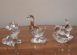Waterford Crystal Miniature Figurines (Rabbits & Duck)