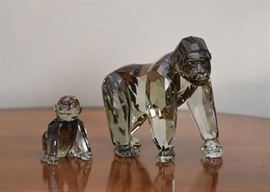 Swarovski Crystal Gorillas Set - Endangered Wildlife Series (with box)