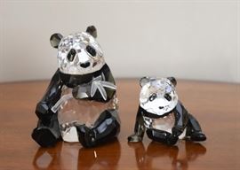Swarovski Crystal Panda Bear Set - Endangered Wildlife Series (with box)