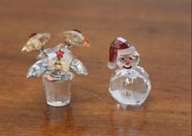 Swarovski Crystal Star Blossoms & Rocking Snowman Figurines (Snowman is SOLD)