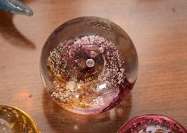 Waterford Crystal Paperweight (Evolution), Cosmic Red Yellow Bubbles