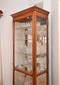 Tall Lighted Display Cabinet with Glass Shelves & Mirror Backing