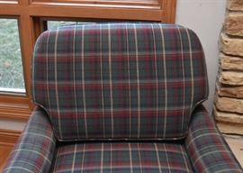 Plaid Upholstered Armchair & Ottoman (there are a pair of these)