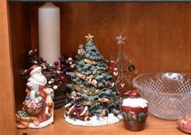 Boyds Bear Christmas Tree Figure, Christmas Figurines, Crystal Bowl, Candlesticks