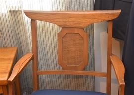 Pair of Vintage Armchairs with Blue Upholstered Seats