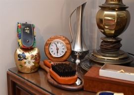 Vanity Items, Brass Bell, Deck Clock, Etc.